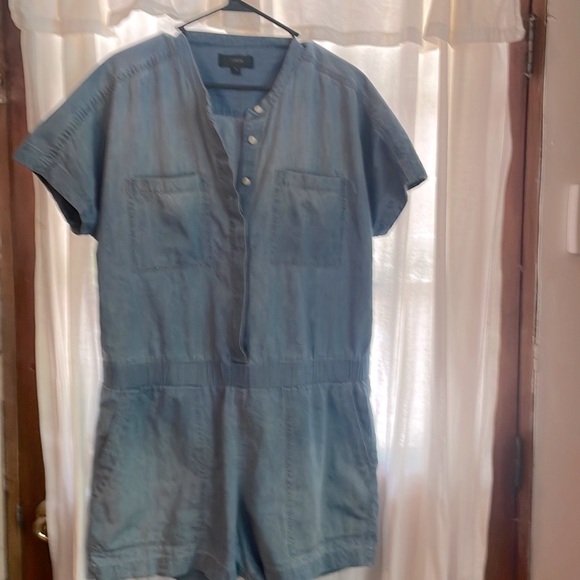 J.CREW drapey ROMPER chambray Denim Jean Cotton Linen Size 16 Like New - Picture 2 of 8